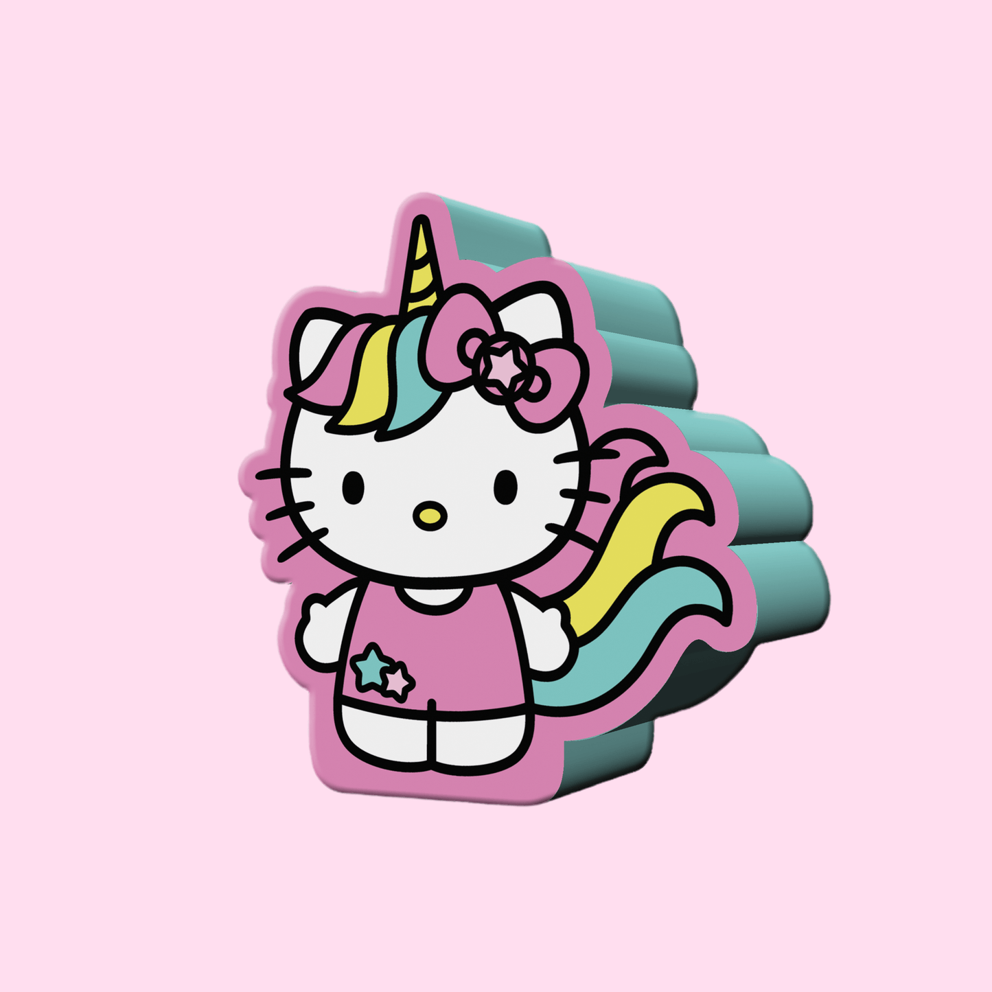 Hello Kitty Unicorn Star Large Die Cut MDF Box Wall Sign - OVERRATED