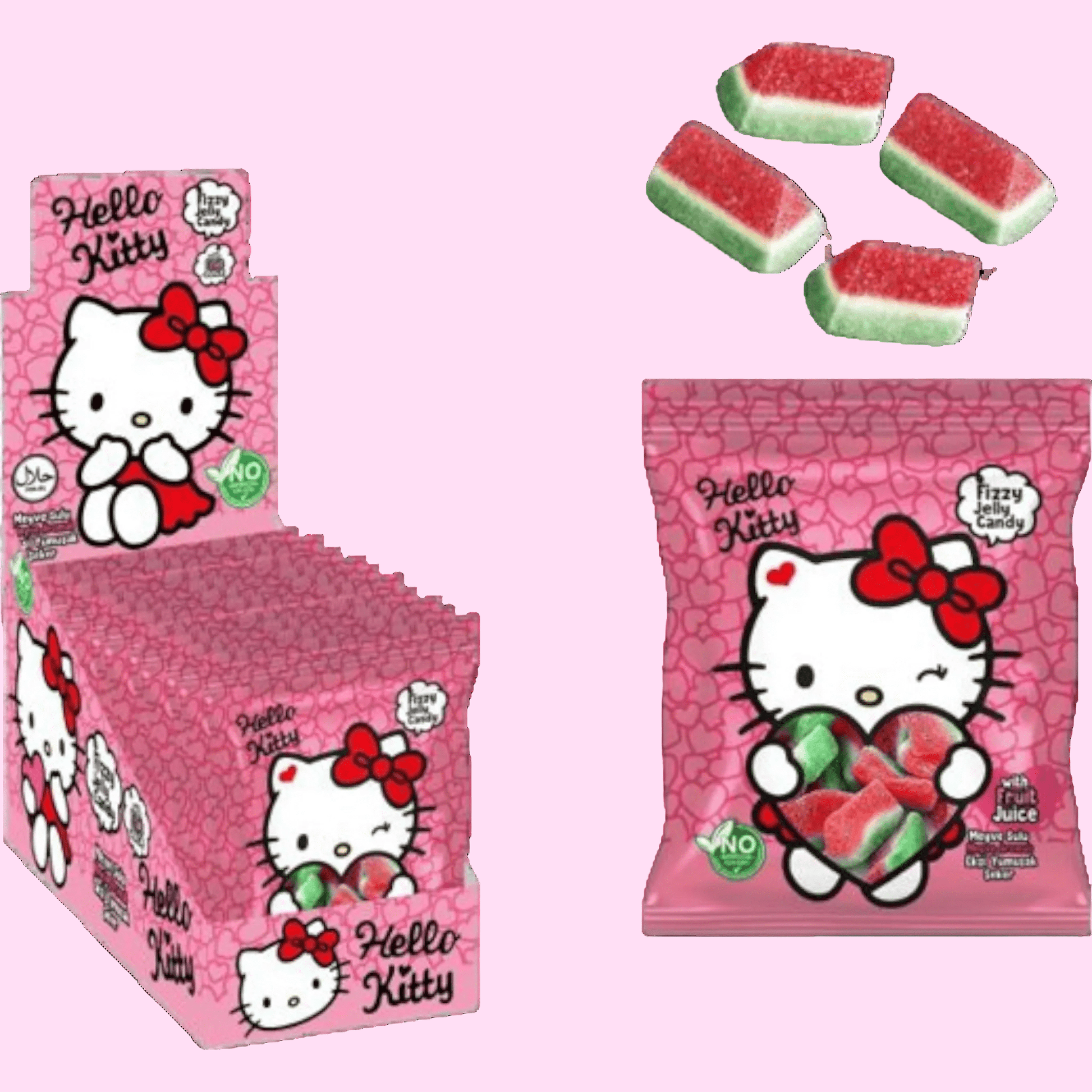 Hello Kitty candy watermelon shaped gummies Sanrio licensed - Overrated Korean Beauty & More