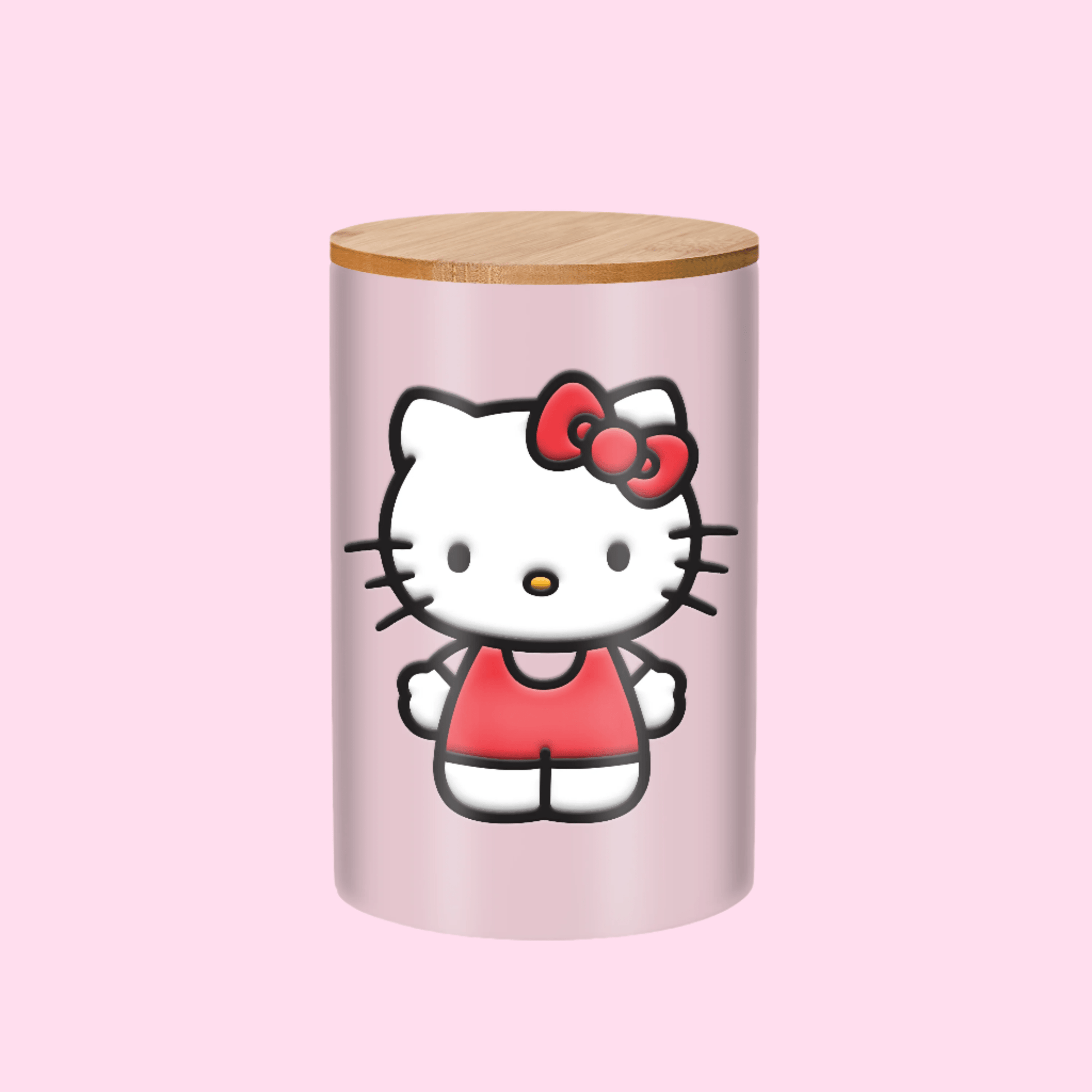 Hello Kitty Wax Resist 6.6" Ceramic Cookie Jar w/ Bamboo Lid - OVERRATED