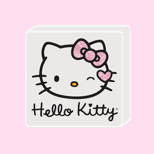 Hello Kitty Wink Glitter 5” x 5” Ceramic Box Sign - OVERRATED
