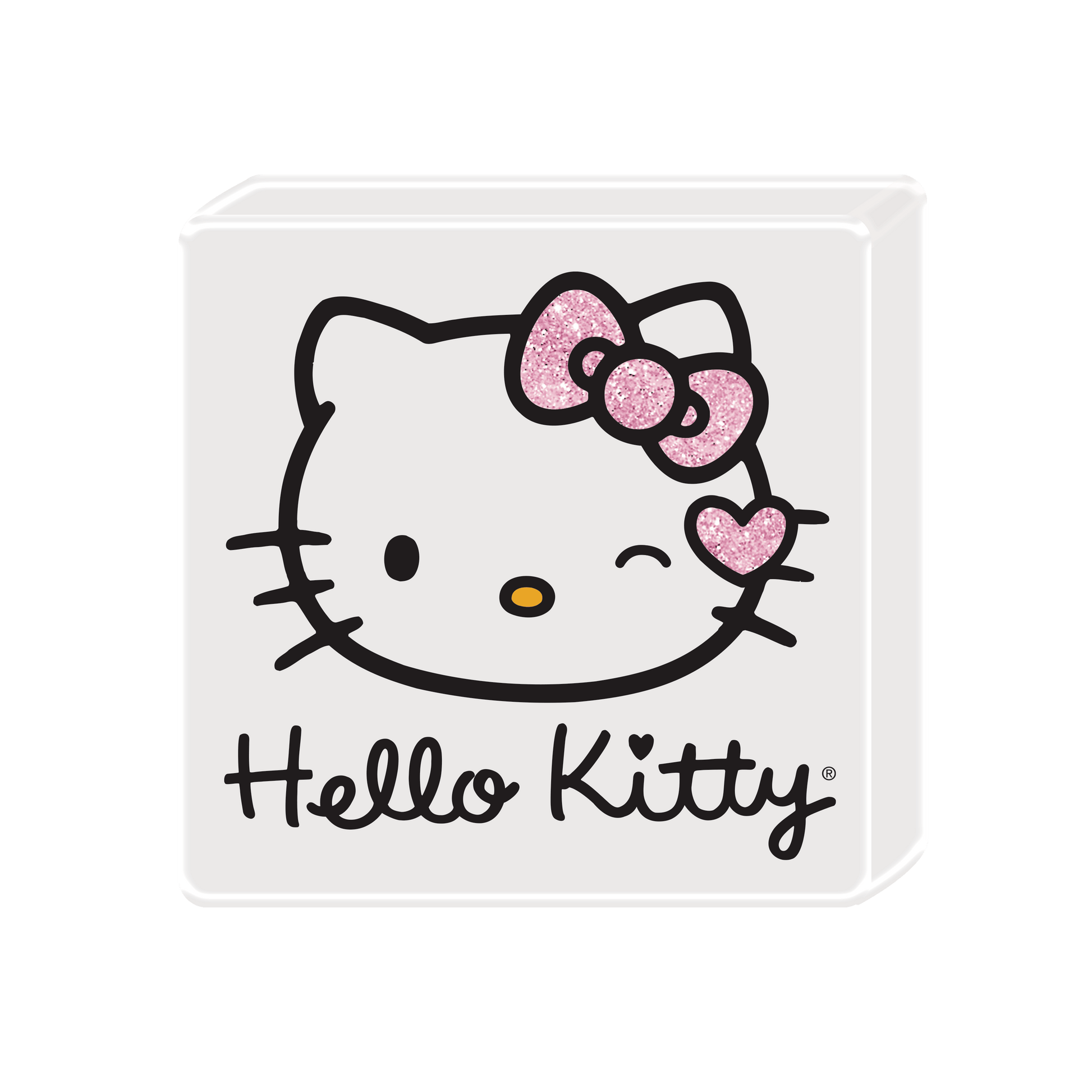 Hello Kitty Wink Glitter 5” x 5” Ceramic Box Sign - OVERRATED
