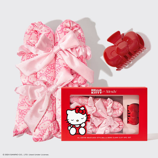 Hello Kitty x Kitsch XL Satin Heatless Styling & Bow 4pc Set - OVERRATED