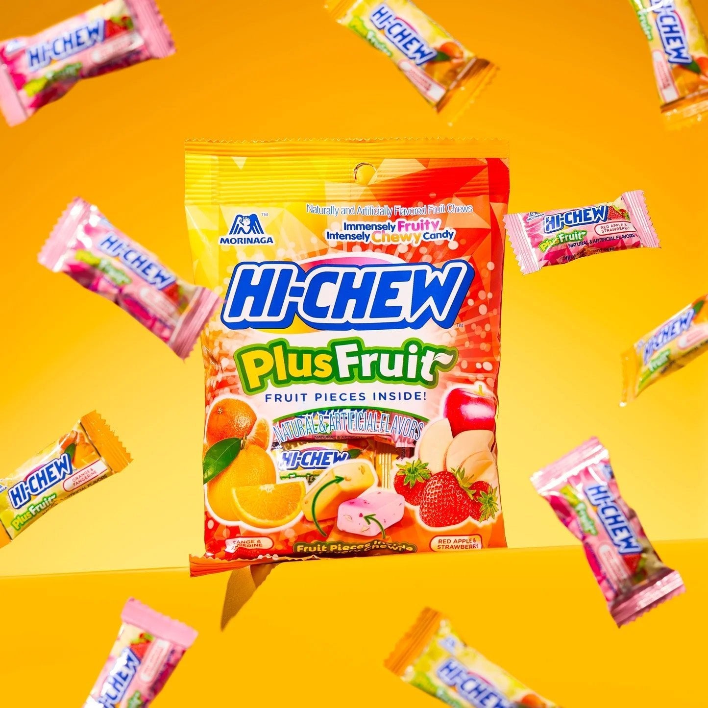 Hi-Chew fruit chews Plus Mix orange tangerine flavors bag - Overrated Korean Beauty & More