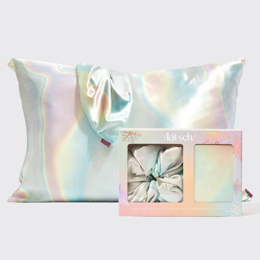 Holiday Satin Pillowcase and Pillow Scrunchie 2pc - Aura - OVERRATED