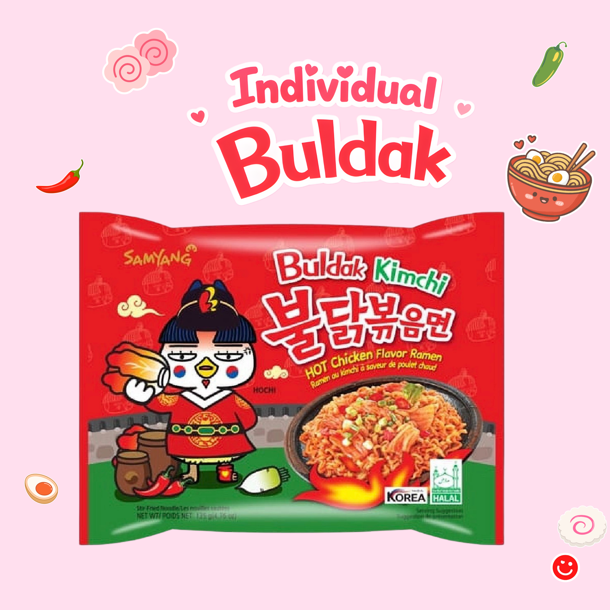 Korean spicy ramen Buldak corn flavor pack side angle - Overrated Korean Beauty & More
