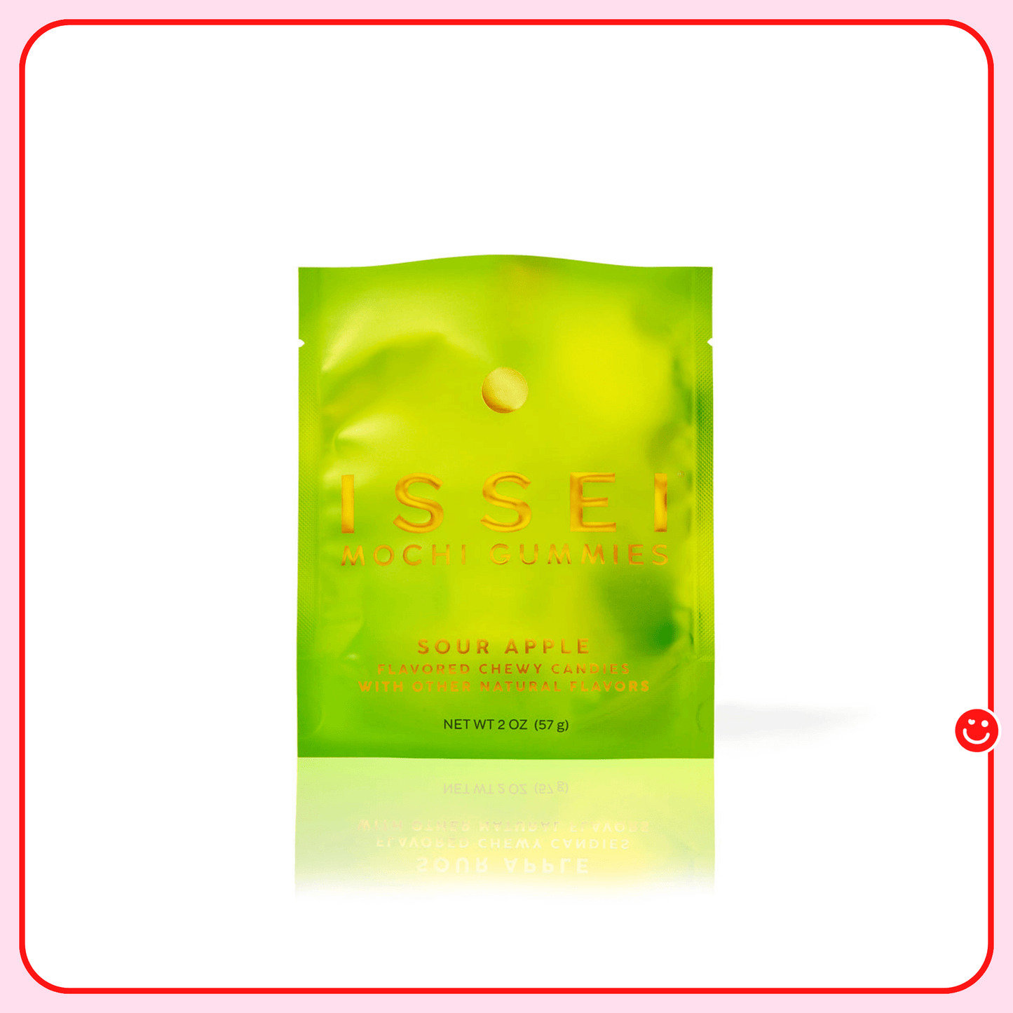 Japanese mochi gummies sour apple Issei candy tin front view - Overrated Korean Beauty & More