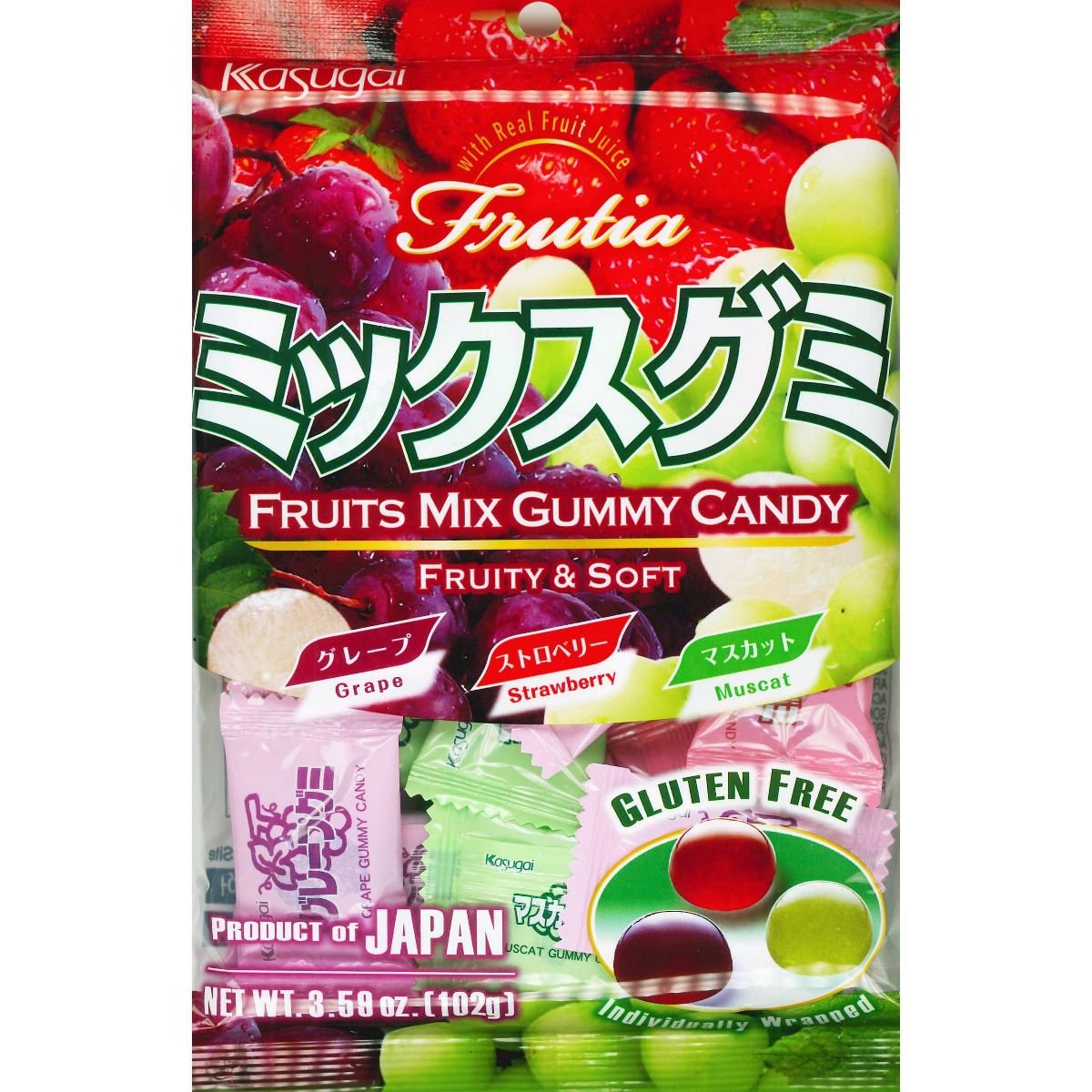 Japanese Fruit Gummies Kasugai Frutia Strawberry Flavor Candy - OVERRATED