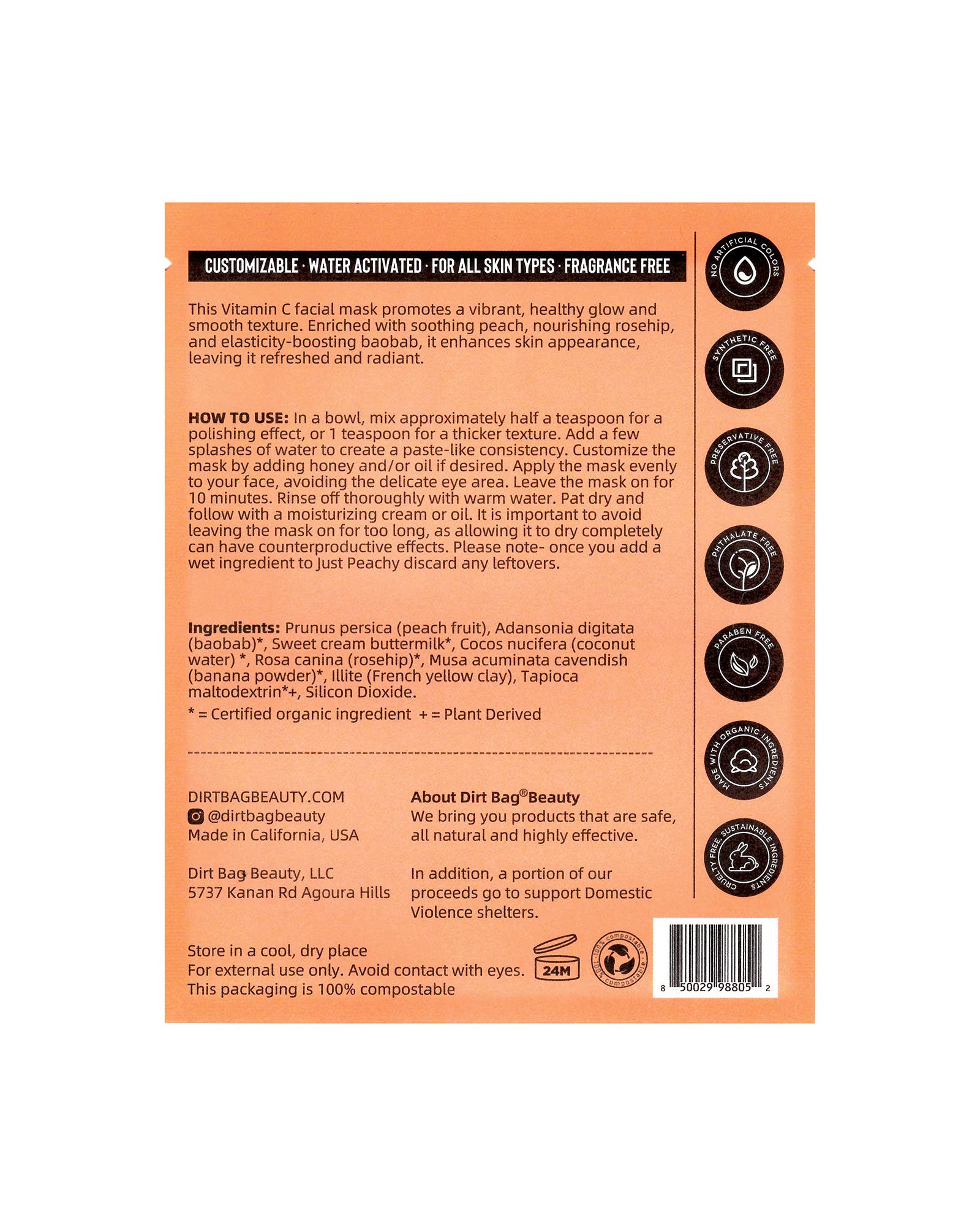 Just Peachy - All - Natural Vit C Facial Mask - H2O Activated - OVERRATED