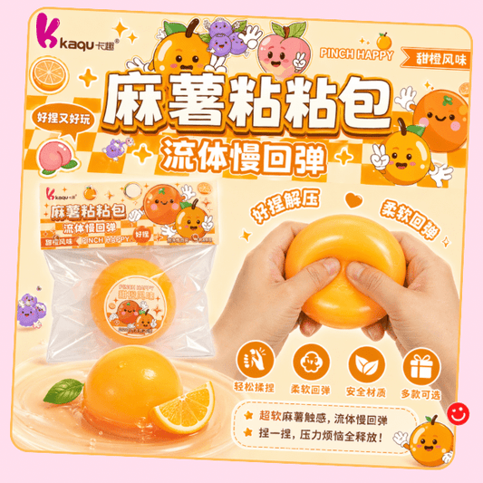 Kawaii mochi squishy Sweet Orange Kaqi slow-rising stress toy - Overrated Korean Beauty & More