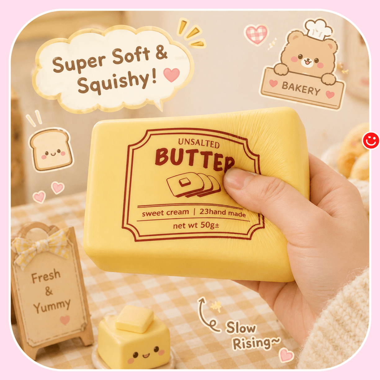 Kawaii butter squishy soft bakery squeeze toy stress relief - Overrated Korean Beauty & More