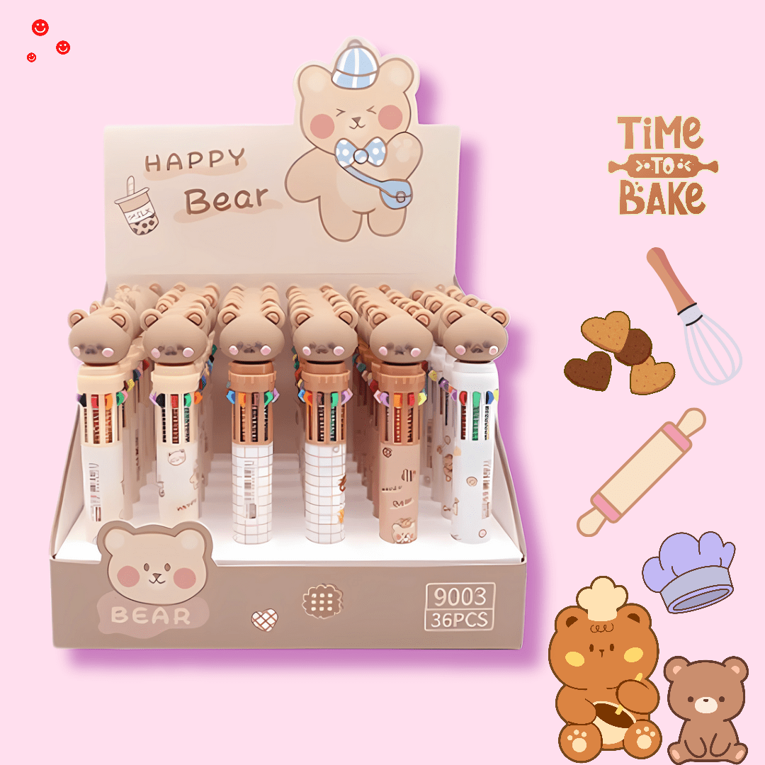 Kawaii Baking Series Teddy Bear 10 - in - 1 Color Pen - OVERRATED