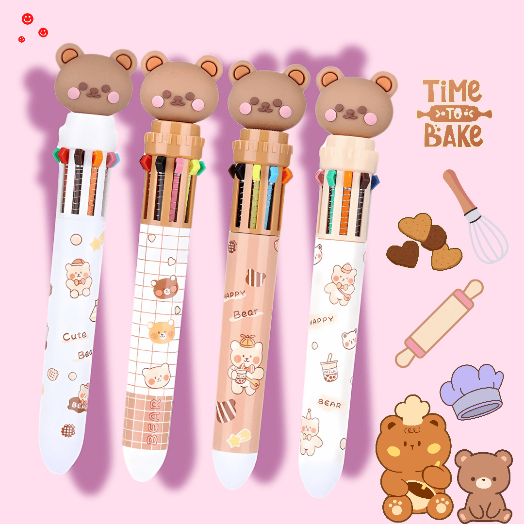 Kawaii Baking Series Teddy Bear 10 - in - 1 Color Pen - OVERRATED