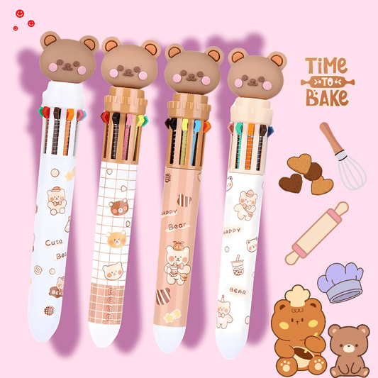 Kawaii Baking Series Teddy Bear 10 - in - 1 Color Pen - OVERRATED