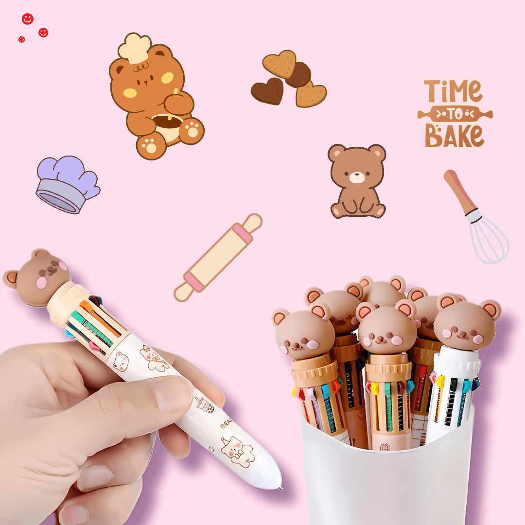 Kawaii Baking Series Teddy Bear 10 - in - 1 Color Pen - OVERRATED