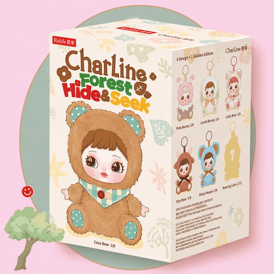 Kawaii blind box plushie keychain Charline Forest box front view - Overrated Korean Beauty & More