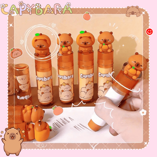 Kawaii capybara eraser lipstick retractable product view - Overrated Korean Beauty & More