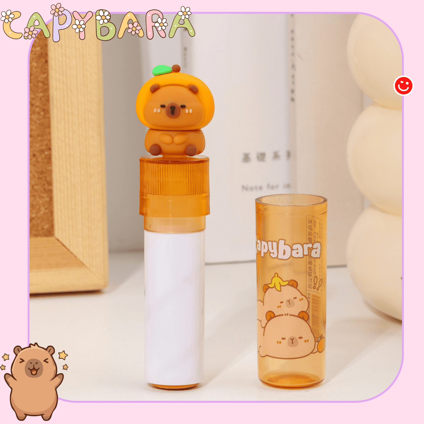 Kawaii capybara eraser lipstick extended tip close up - Overrated Korean Beauty & More