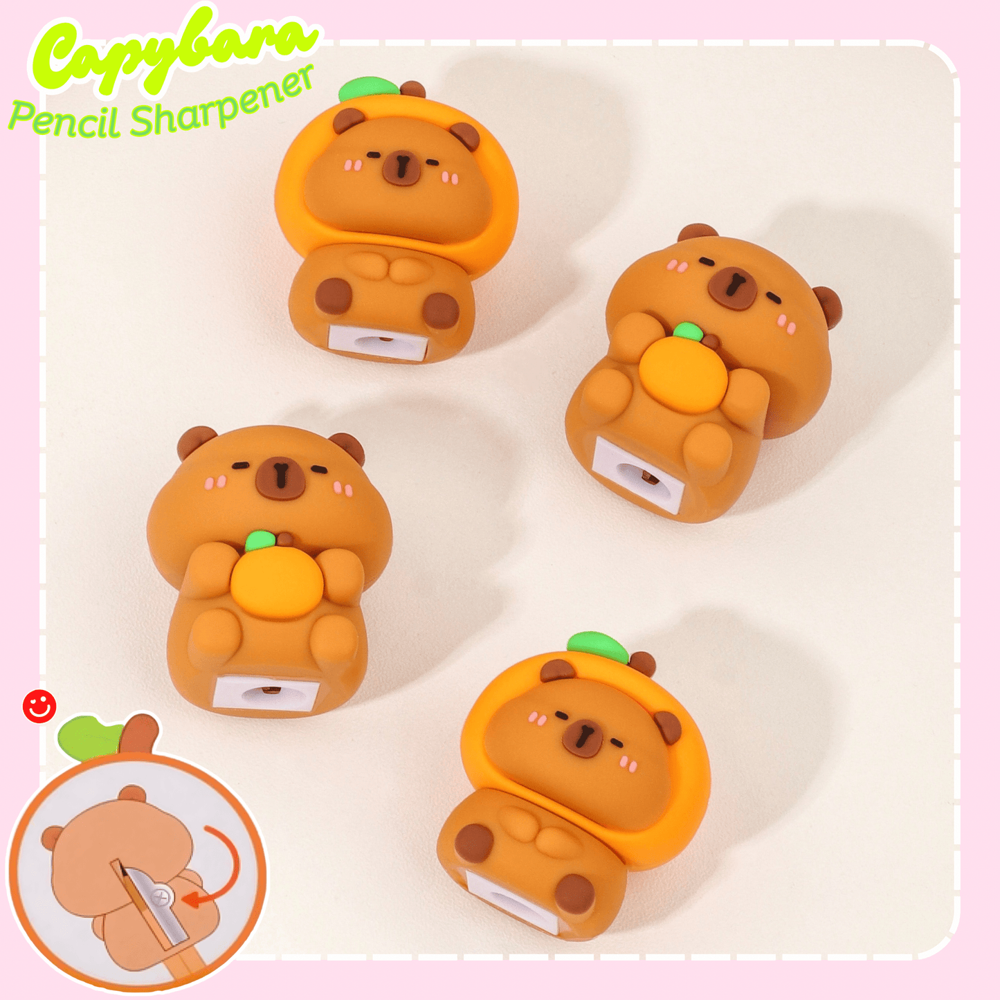 Kawaii pencil sharpener capybara cute stationery side profile view - Overrated Korean Beauty & More