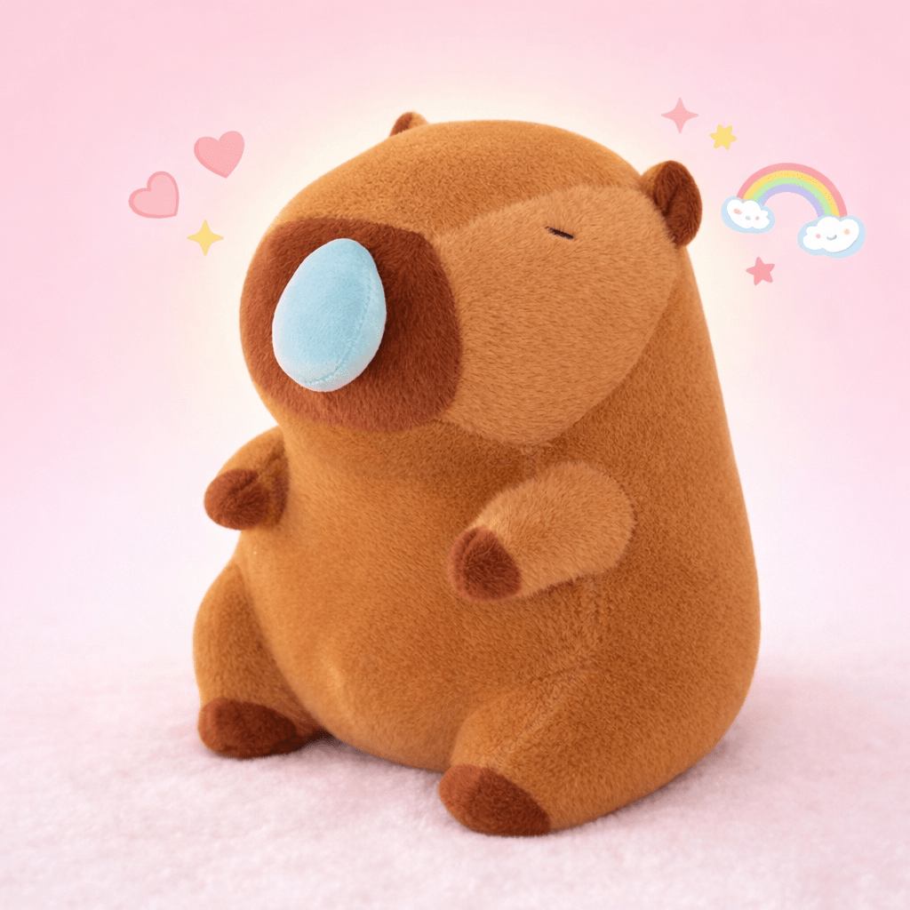 Kawaii capybara plush pull snot sensory toy front view cute design - Overrated Korean Beauty & More