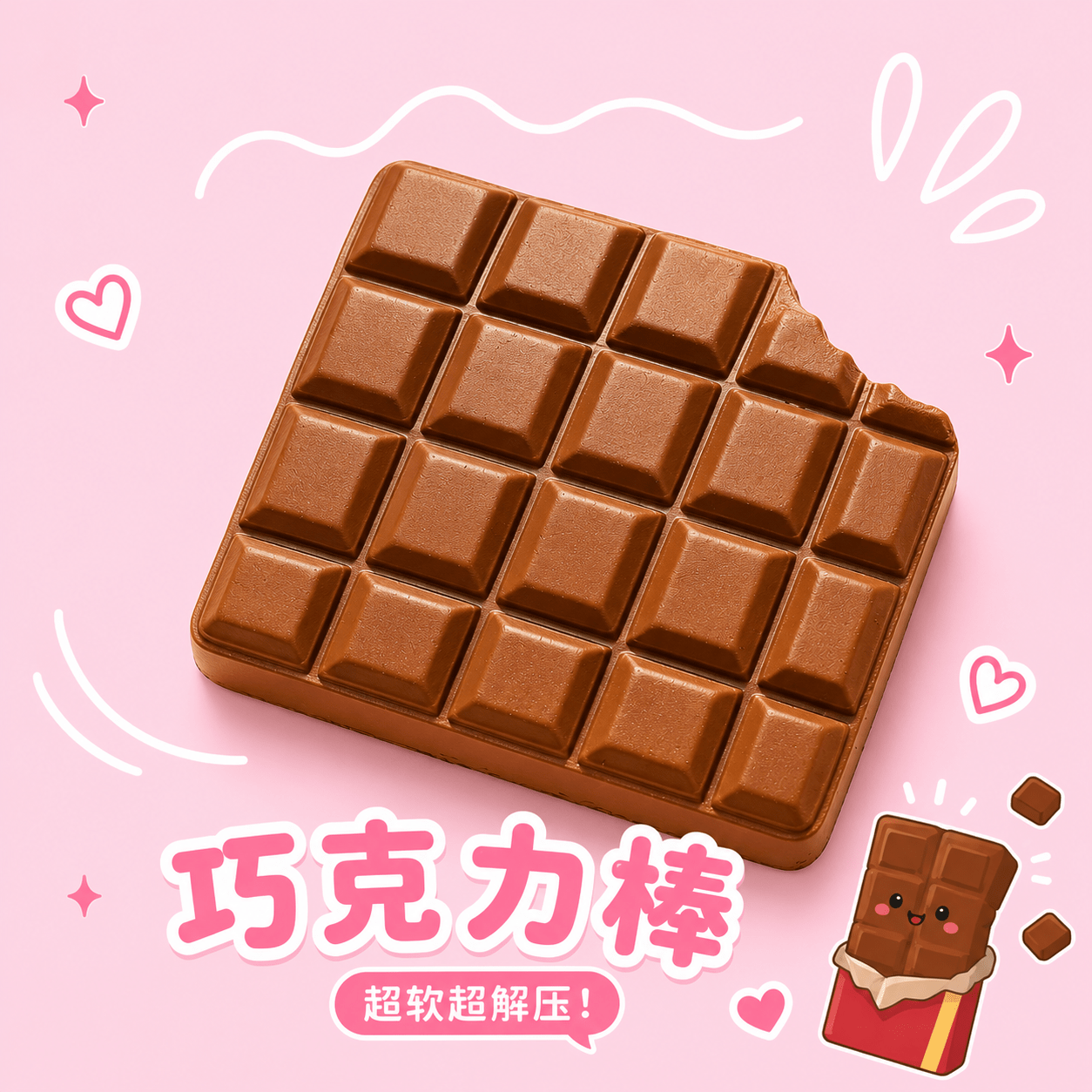 Kawaii Chocolate Squishy Sensory Fidget Bar Toy - OVERRATED