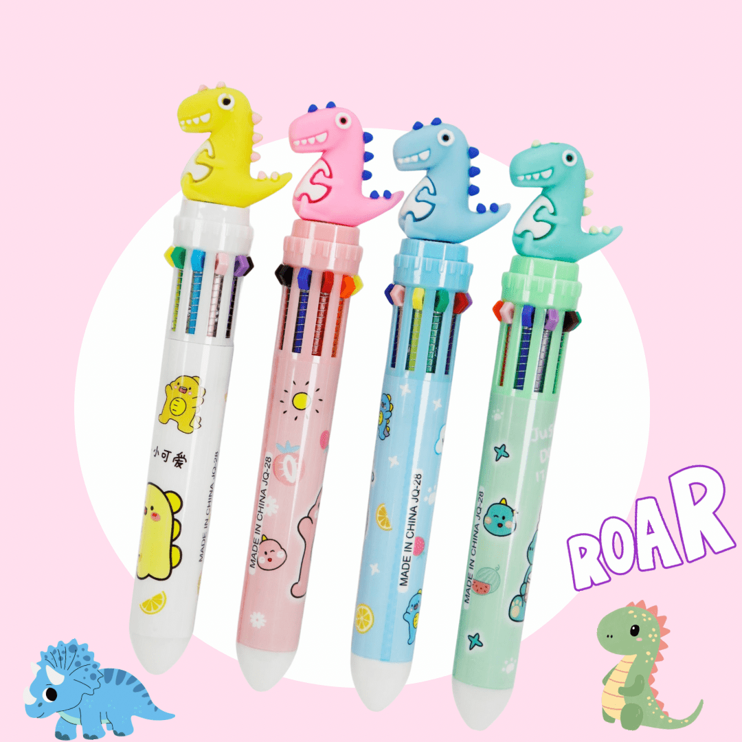 Kawaii Dinosaur 10 - in - 1 Multicolor Pen - OVERRATED