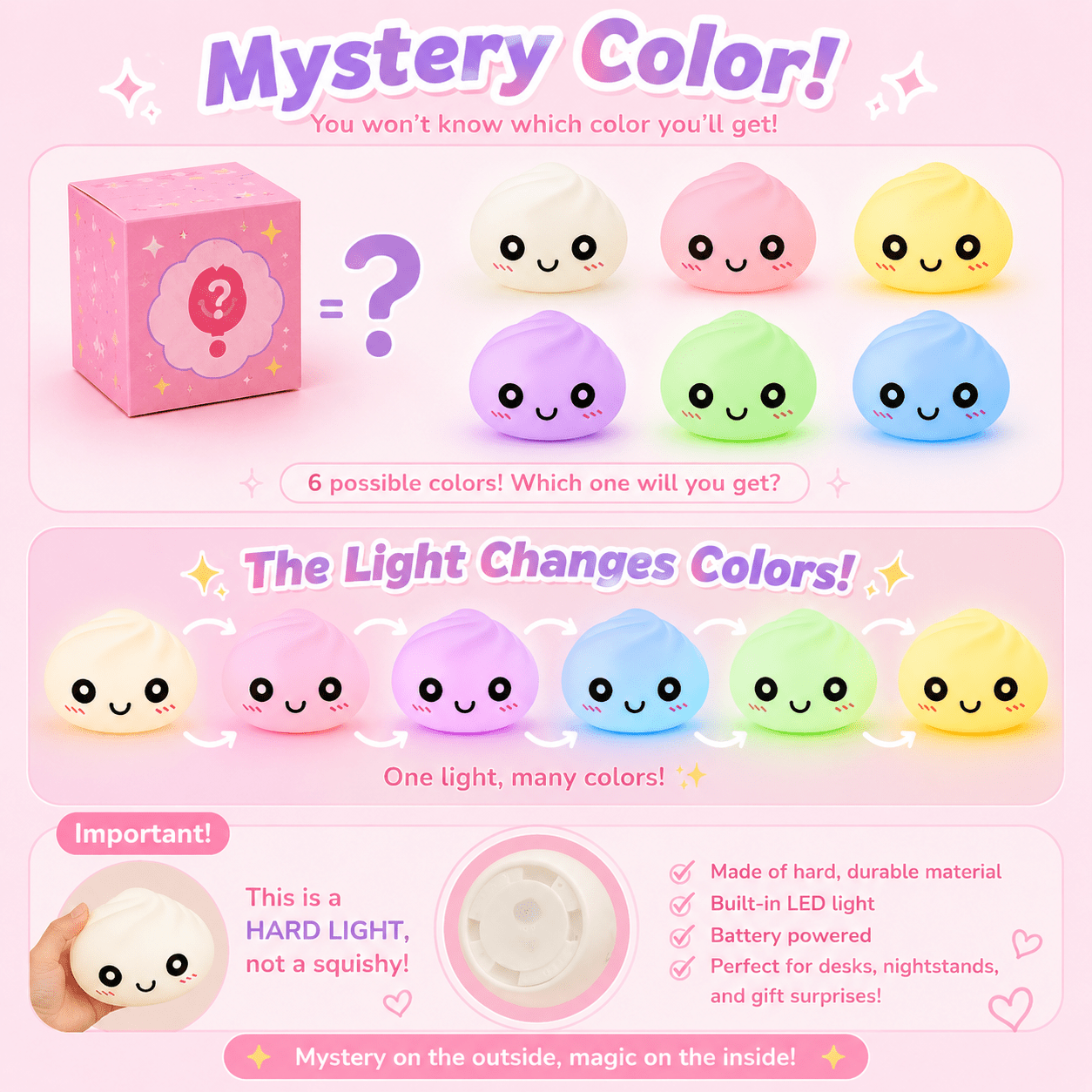 Kawaii Dumpling Night Light Mystery Glow Ambient Lamp - OVERRATED