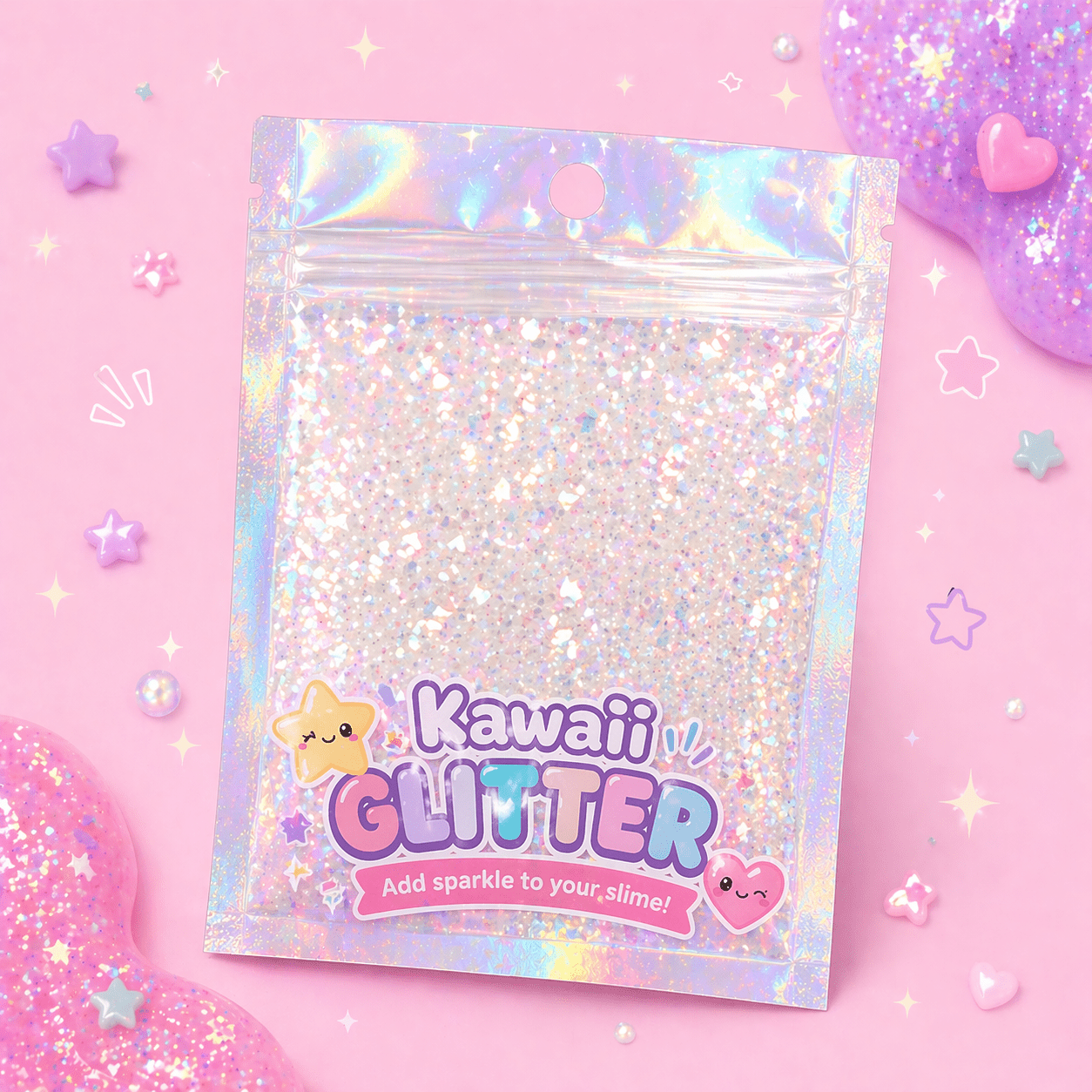 Kawaii glitter slime sparkle mix close up glitter texture assorted colors - Overrated Korean Beauty & More