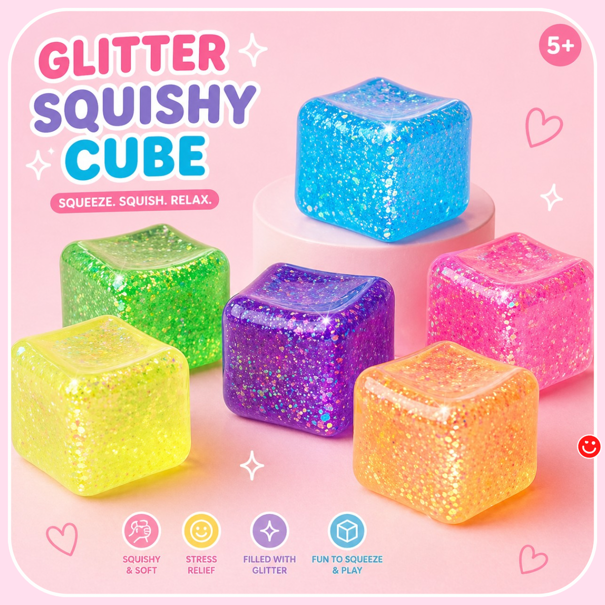 Kawaii Glitter Squishy Cube - OVERRATED