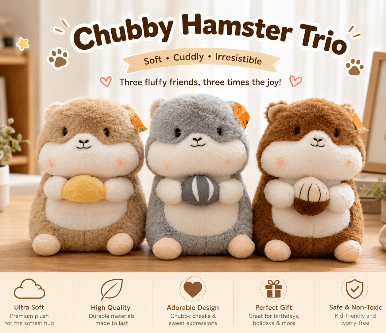 kawaii hamster plush toy - Nutty Snuggle collectible - OVERRATED