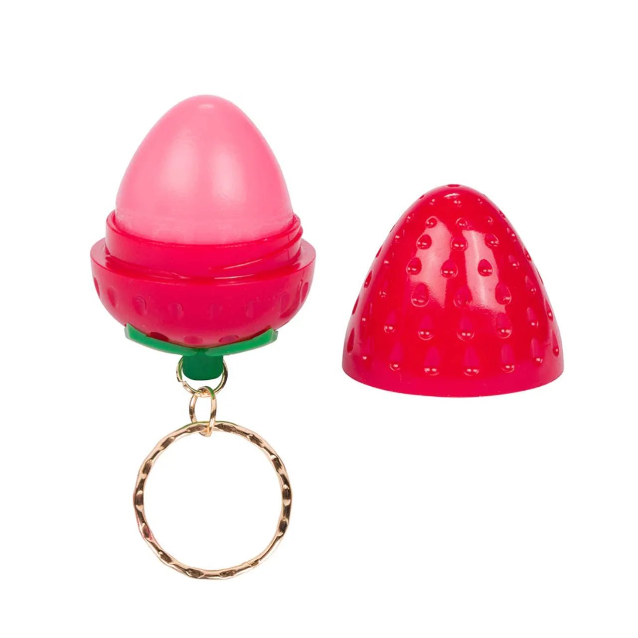 Kawaii lip balm keychain strawberry pair set pink and red - Overrated Korean Beauty & More