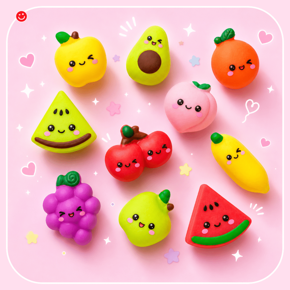 Kawaii mochi squishy toy – Mini Fruit Stress Relief Fidget - OVERRATED