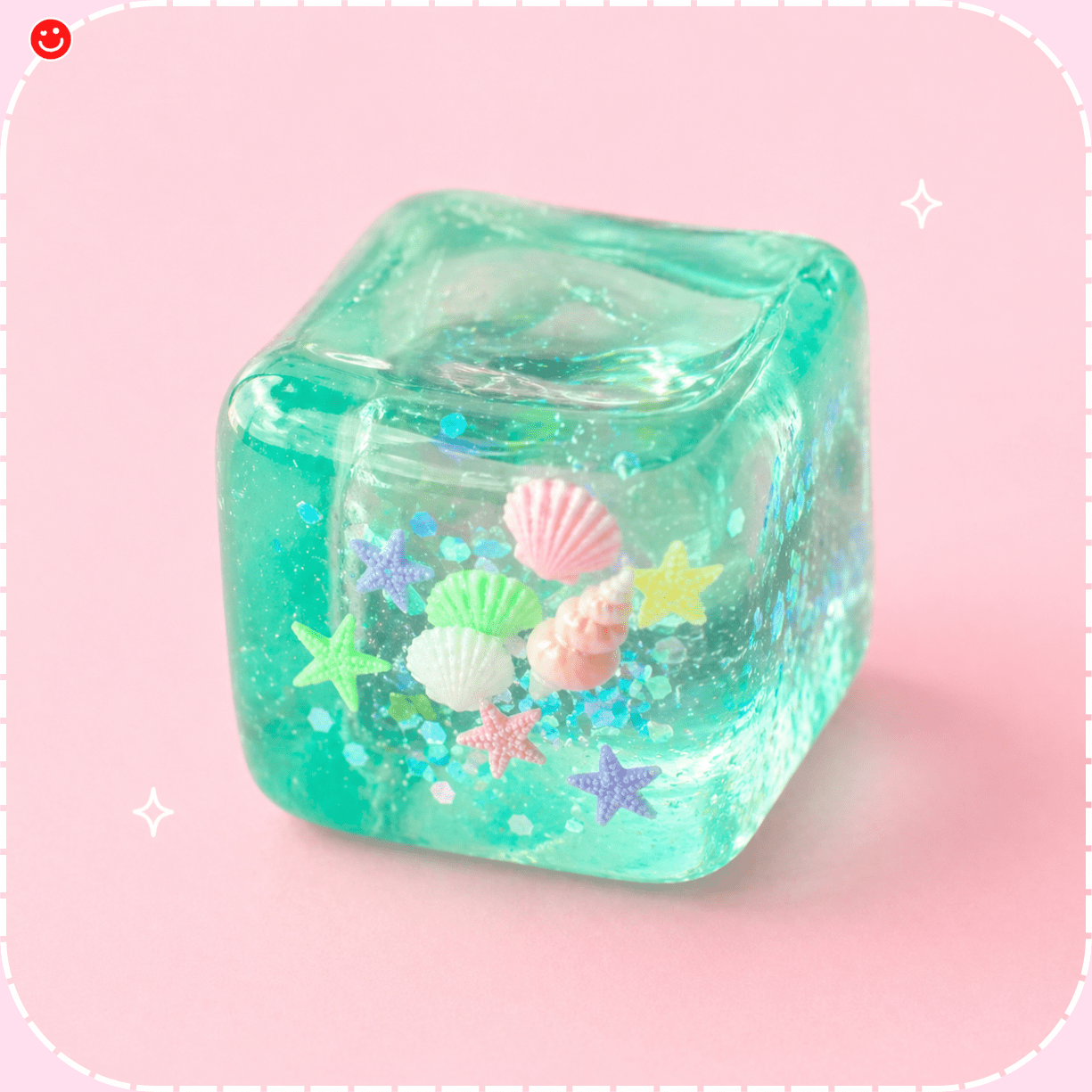 Kawaii glitter squishy cube pastel squeeze gel fidget ocean sensory toy - Overrated Korean Beauty & More