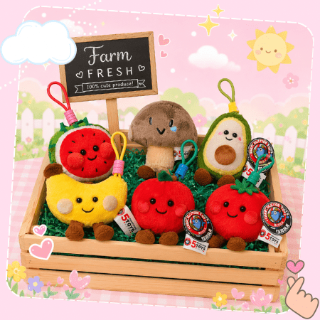 Kawaii Plush Keychain Fruit Friends Apple Avocado Charm - OVERRATED
