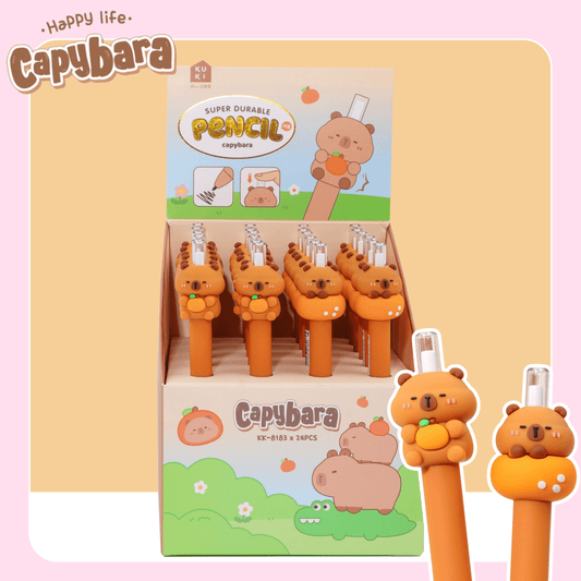 Kawaii retractable pencil with capybara topper and HB lead - Overrated Korean Beauty & More