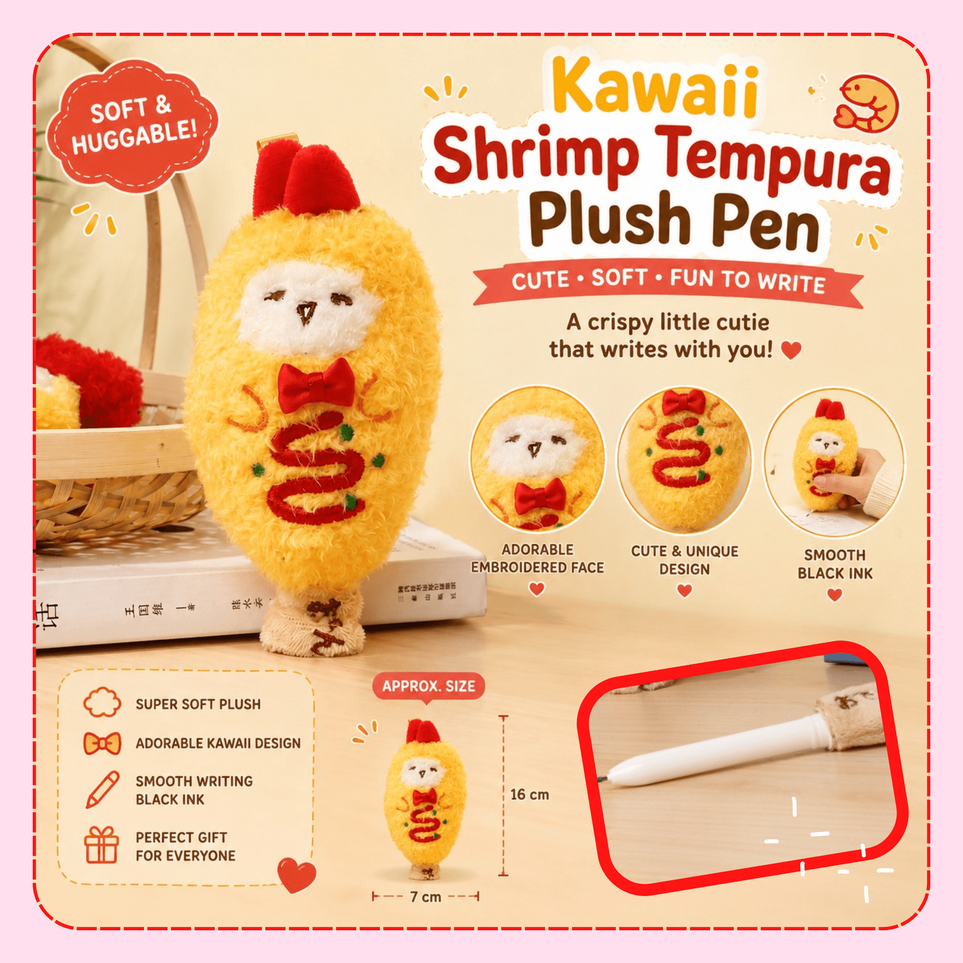 Kawaii Shrimp Tempura Plush Pen - OVERRATED