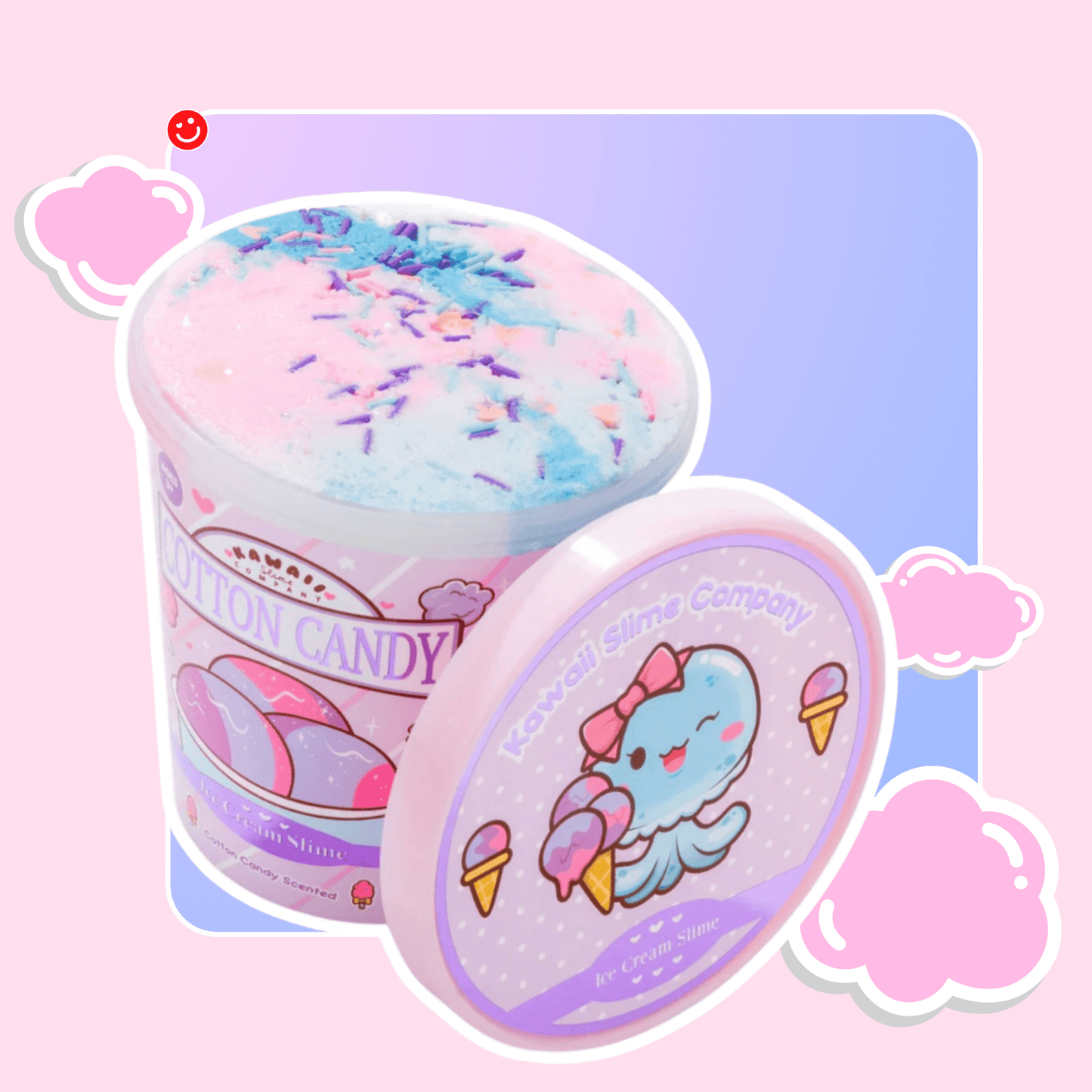 Cotton candy ice cream slime pink pint container side view - Overrated Korean Beauty & More