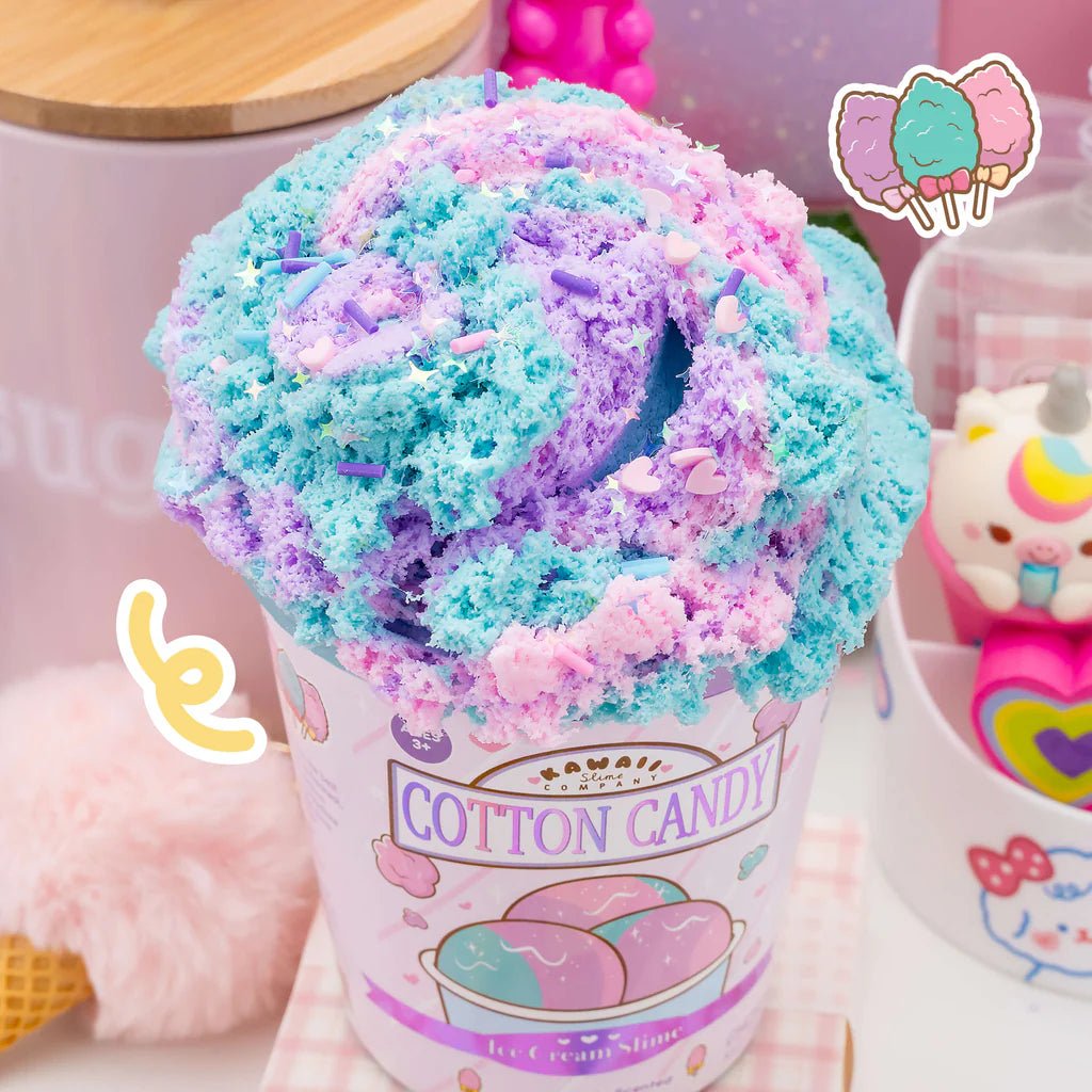 Cotton candy ice cream slime sensory play in hands - Overrated Korean Beauty & More