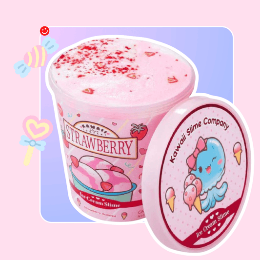 Strawberry Ice Cream Slime kawaii pint slime – OVERRATED Korean Beauty