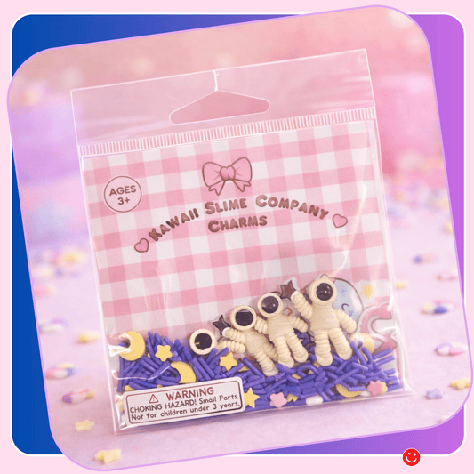 DIY slime charms kawaii space astronaut bag with moons stars and sprinkles - Overrated Korean Beauty & More