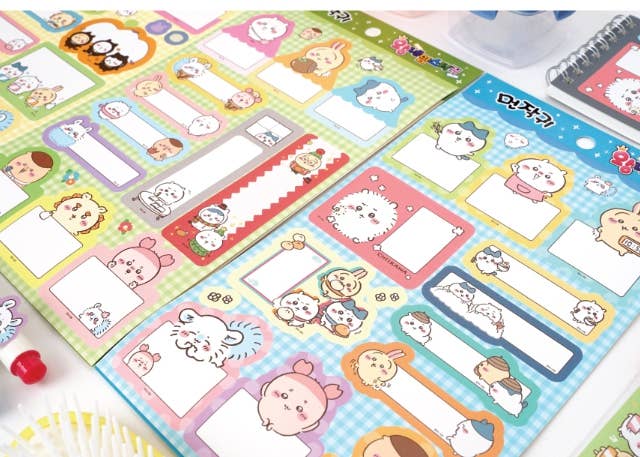 Chiikawa kawaii sticker pack pink color theme label stickers close up - Overrated Korean Beauty & More