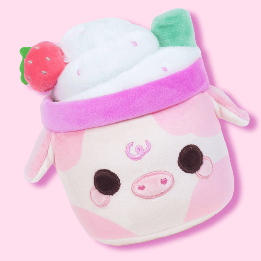 Kawaii Strawberry Mooshake Pink Cow Plushie - OVERRATED