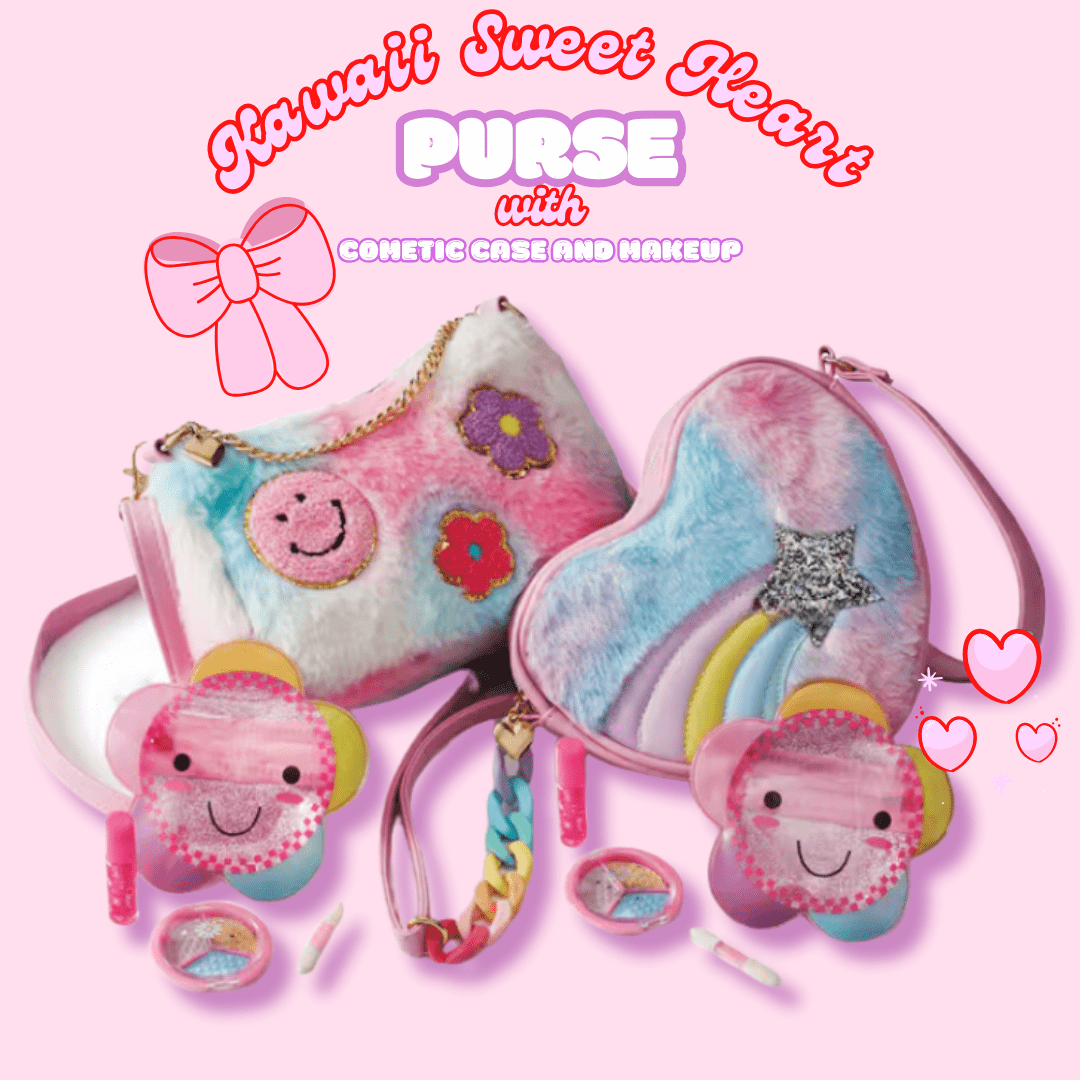 Kawaii Sweet Heart Crossbody Purse with Makeup & Cosmetic Pouch - OVERRATED