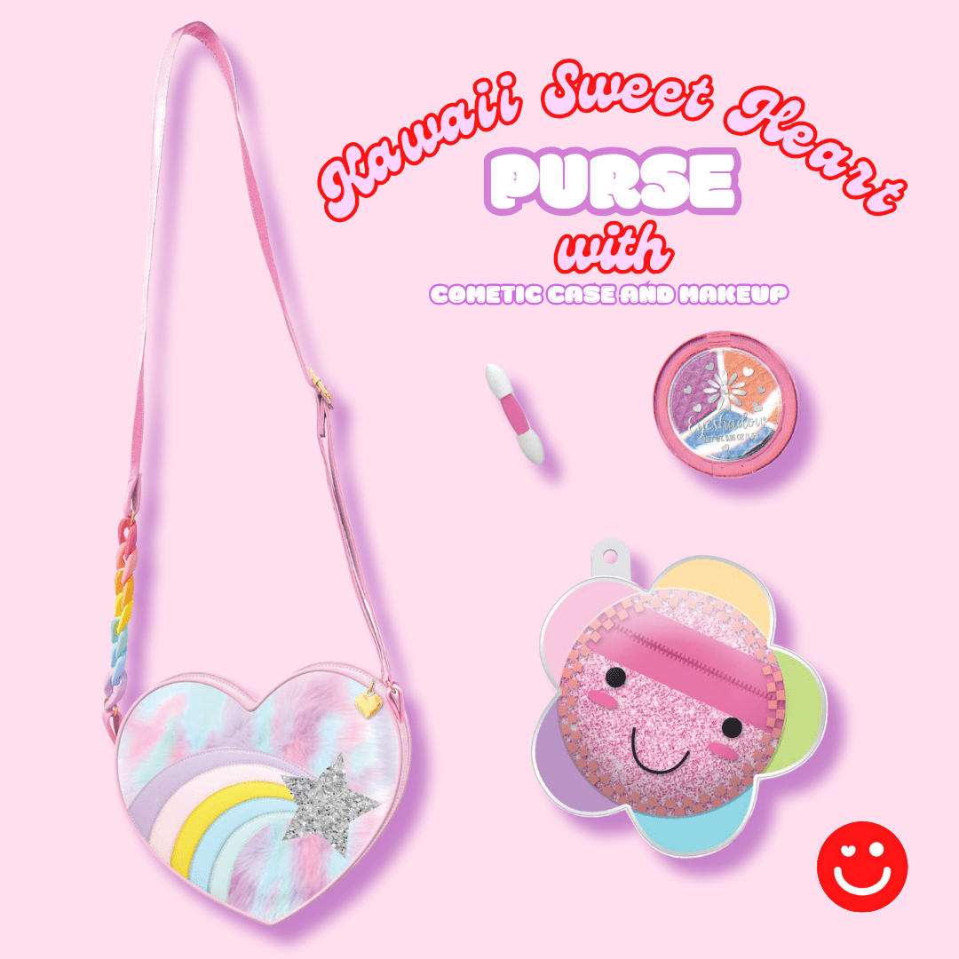 Kawaii Sweet Heart Crossbody Purse with Makeup & Cosmetic Pouch - OVERRATED