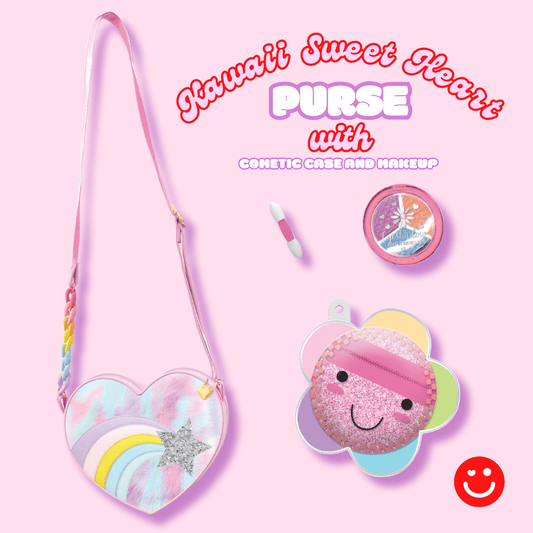 Kawaii Sweet Heart Crossbody Purse with Makeup & Cosmetic Pouch - OVERRATED