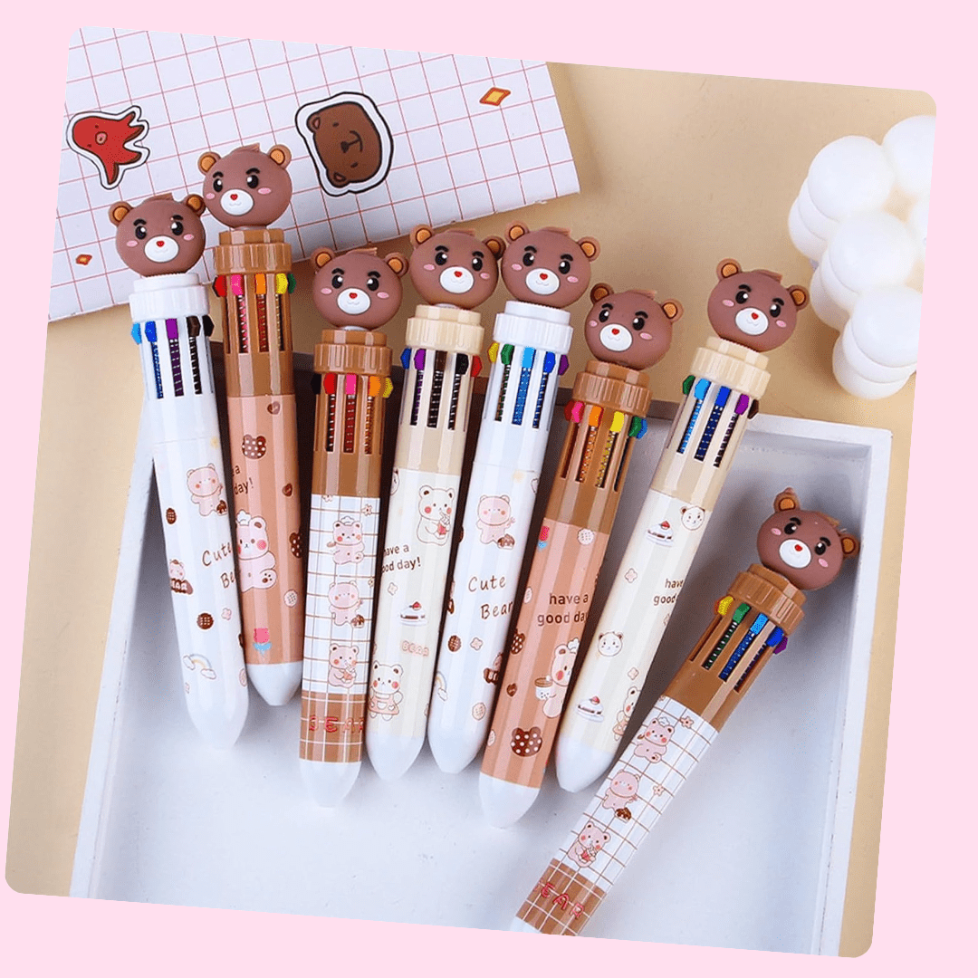 Kawaii Teddy Bear 10 - in - 1 Multicolor Pen - OVERRATED
