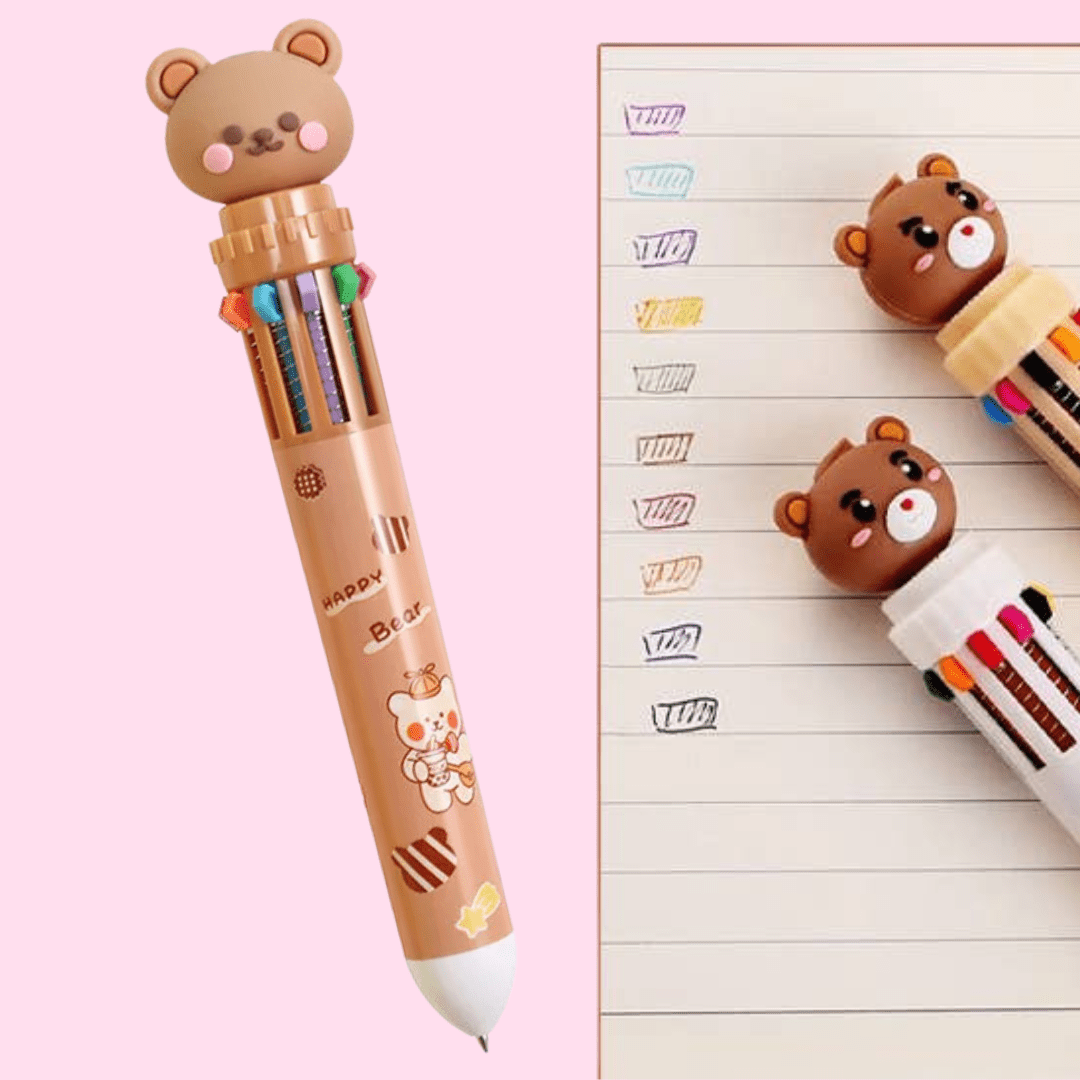 Kawaii Teddy Bear 10 - in - 1 Multicolor Pen - OVERRATED