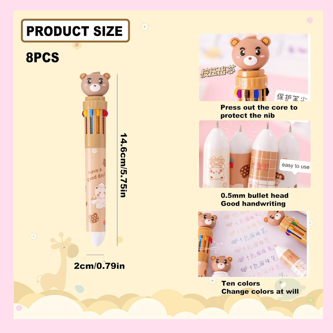 Kawaii Teddy Bear 10 - in - 1 Multicolor Pen - OVERRATED
