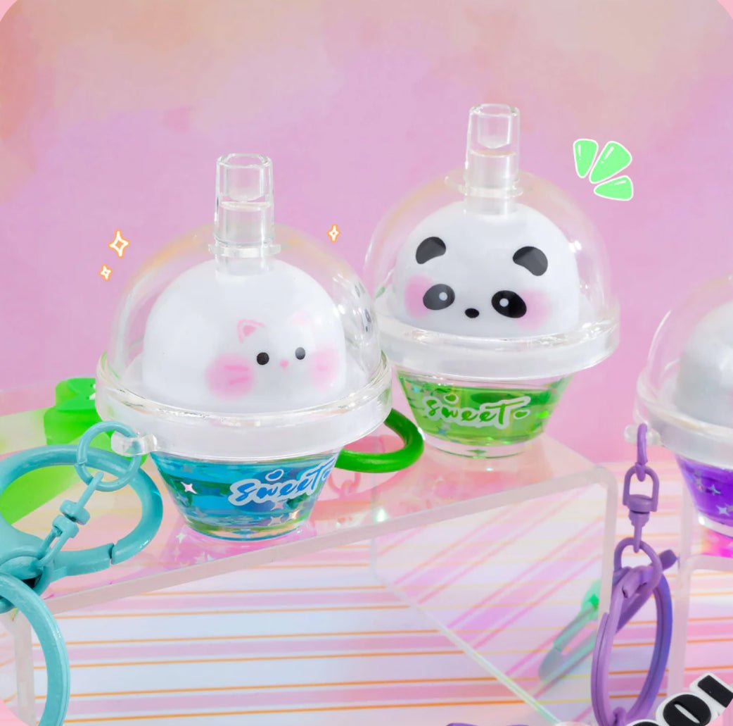 Kira Kira Boba Pals Sweet Greens Liquid Effect Keychain - OVERRATED
