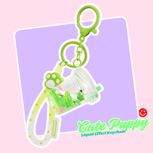 Kira Kira Cute Puppy Matcha Paw Liquid Effect Keychain - OVERRATED