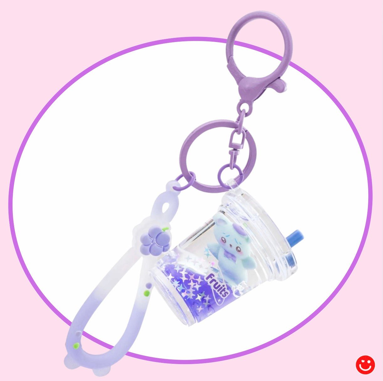 Kira Kira Grape Bear Boba Cup Keychain - OVERRATED